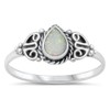 Tear Drop White Simulated Opal Wholesale Ring New .925 Sterling Silver Band Size 4