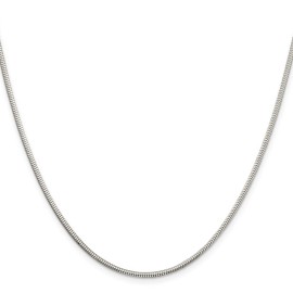 GlittersandGold Sterling Silver 2mm Diamond-cut Snake Chain Necklace