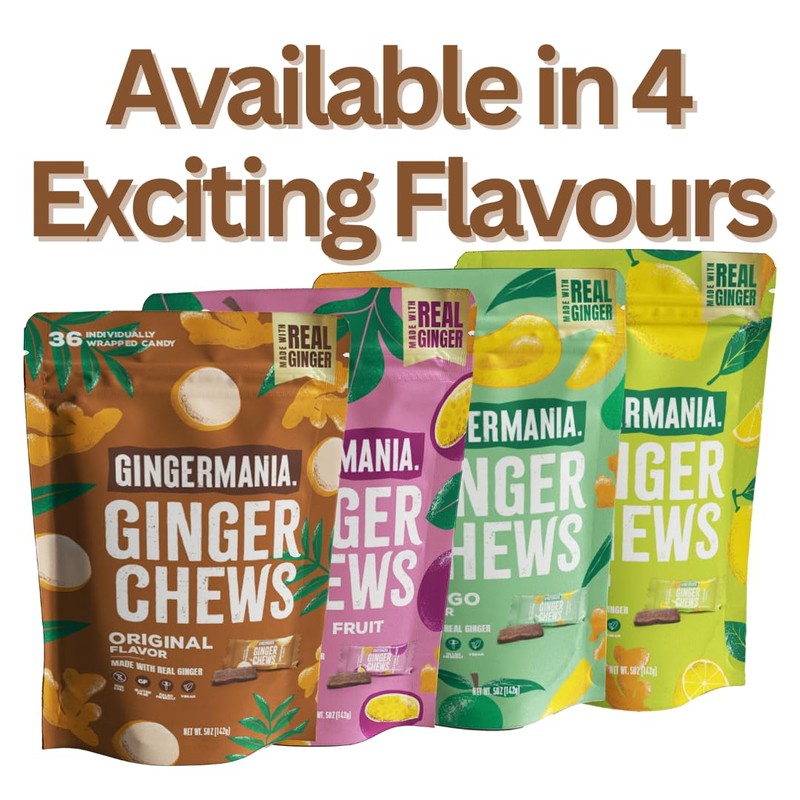 Gingermania™ Ginger Chews | Passion Fruit Flavor | Made with