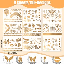 22 Blätter temporäre tattoos, Klein Schwarz fake tattoos, 110+ klebetattoos erwachsene, tattoo Zum Arm, tattoos zum aufkleben für Fraue Männer Kinder Jungen Mädchen