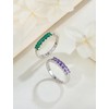 STARCHENIE 925 Sterling Silver Stackable Ring Baguette Cut Created Emerald