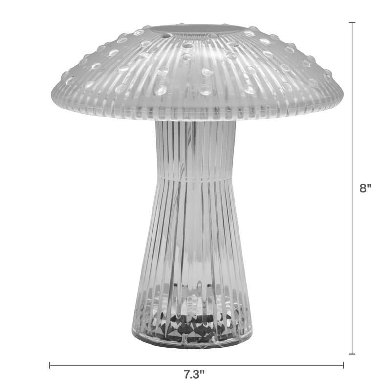 Mikasa Clear Acrylic Mushroom LED Rechargeable Cordless Lamp, 7.3x7.3x8 Inch