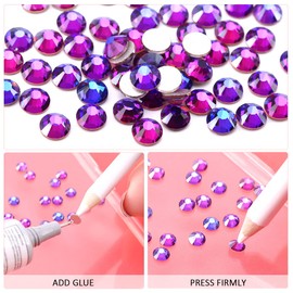 Novani Crystal Rhinestones, Flatback Loose Gemstones 1440pcs Glass Rhinestones for Clothes Shoes Crafts Makeup Nail Art and DIY Decorations(SS16, Purple Velvet)
