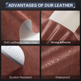 Leather Repair Kit for Furniture 16"x 31.5" Leather Tape Repair Patch Self Adhesive Sofa Vinyl Repair Patch Kit for Car Seat,Couch,Boat Seat,Chair - Classic Red Brown
