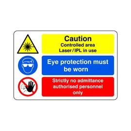 Safety First Display LTD Caution controlled area laser in use sign - 1.2mm Rigid plastic for indoor/outdoor usage (200mm x 150mm) Viewing Distance within 5m.