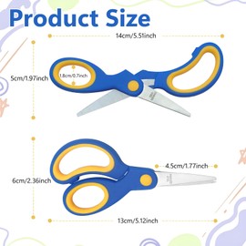 6 Pcs Left-Handed Kids Scissors, 5 Inch Small Safety Scissors with Comfort Grip, Stainless Steel Sharp Blade Blunt Lefty Scissors for Classroom School Craft Art Supplies