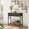 Tajsoon Console Table with 2 Fabric Drawers, 2-Tier Industrial Entryway