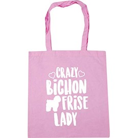 Hippowarehouse Crazy Bichon Frise Lady Tote Shopping Gym Beach Bag 42cm x38cm, 10 litres