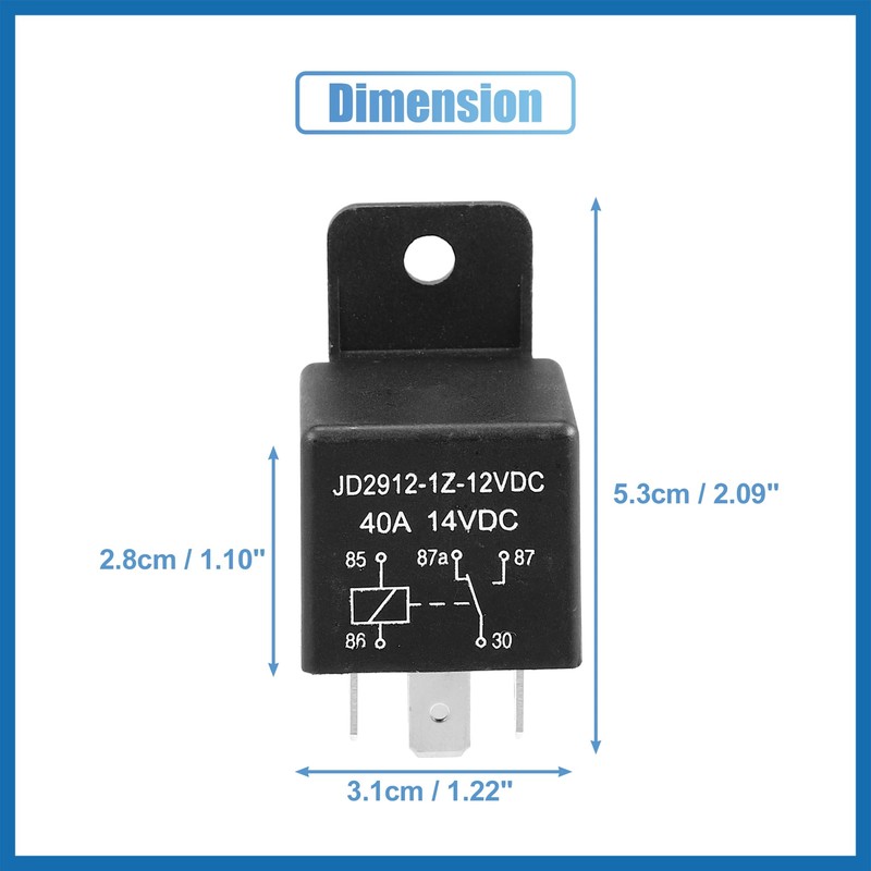 A ABSOPRO 2Pcs Car Relay 5 Pin 12V 40Amp SPST