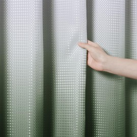 84 Inch Extra Long Bath Curtains for Bathroom Green Polyester Ombre Waffle Fabric Long Shower Curtain 78 Length Water Repellent Shower Curtain with 12 Hooks,Machine Washable, Olive Green