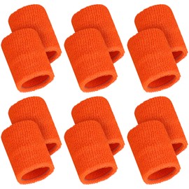 12 Pcs Sports Wristbands Sports Absorbent Wristband Wrist Athletic Sweat Bands for Kids Women and Men Sweat Band for Tennis Basketball Football Running Gymnastics Golf Working Out (Orange)