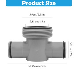 P61408 T Joint Pool Hose Connector 1.5" to 1.25" 3 Heads with O Rings, Replacement Accessories Fitting for Filter Pump for Bestway Coleman Intex Good Sealing