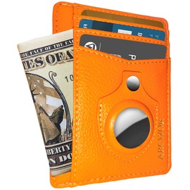 ARCWOR Slim Wallet AirTag Holder Minimalist Front Pocket RFID Blocking Men and Women Leather Wallets