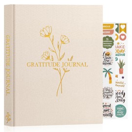 Lanpn Daily Gratitude Journal for Woman Men, 4 Month Mindfulness & Affirmation Planner, 7.8"x9.2" The 5 Minute Grateful Diary, Guided Reflection with Positivity Prompts Undated Notebook, Beige