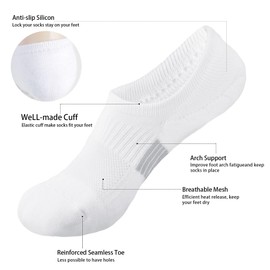 Marchare Women No Show Socks Low Cut Socks 8-11 Ankle Athletic Sock For Women White 6 Pack