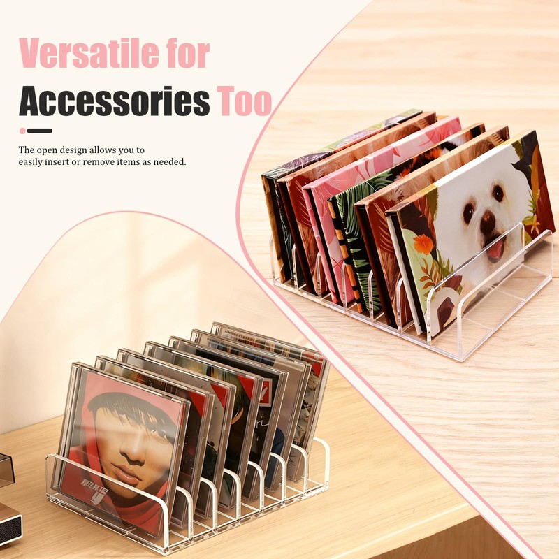 2-Pack Acrylic Makeup Palette Organizer, 7-Slot Eyeshadow Palette Storage, Clear