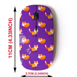 mouse inalámbrico de 2.4 G con bonito diseño de patrón para todas las computadoras portátiles y computadoras de computadora con nanoreceptor, lindo zorro morado