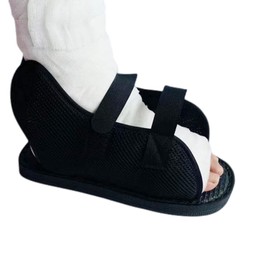 Adjustable Post-op Shoe Fracture Cast Walking Boot Breathable Toe Open Plaster Recovery Shoe Fracture Cast Protective Shoe Support for Foot Injuries, Left Right Foot, Black, Extra Large