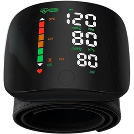 Wrist Blood Pressure Monitor Led Display, Touch Screen Wrist Blood Pressure Cuff 99x2 Reading Memory Wrist Bp Monitor with Carrying Case(Black) Health Monitoring Adjustable