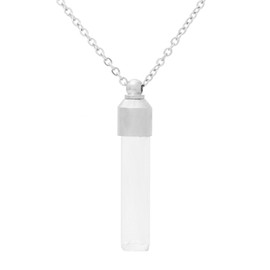 Xusamss Fashion Stainless Steel Glass Container Tube Ashes Urn Pendant Keepsake Cremation Memorial Necklace(White)