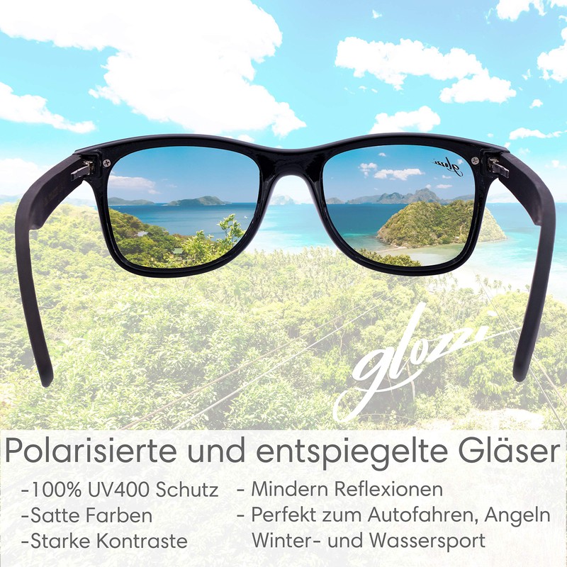 glozzi Sunglasses Men and Women Wood Polarised UV400 with Wooden