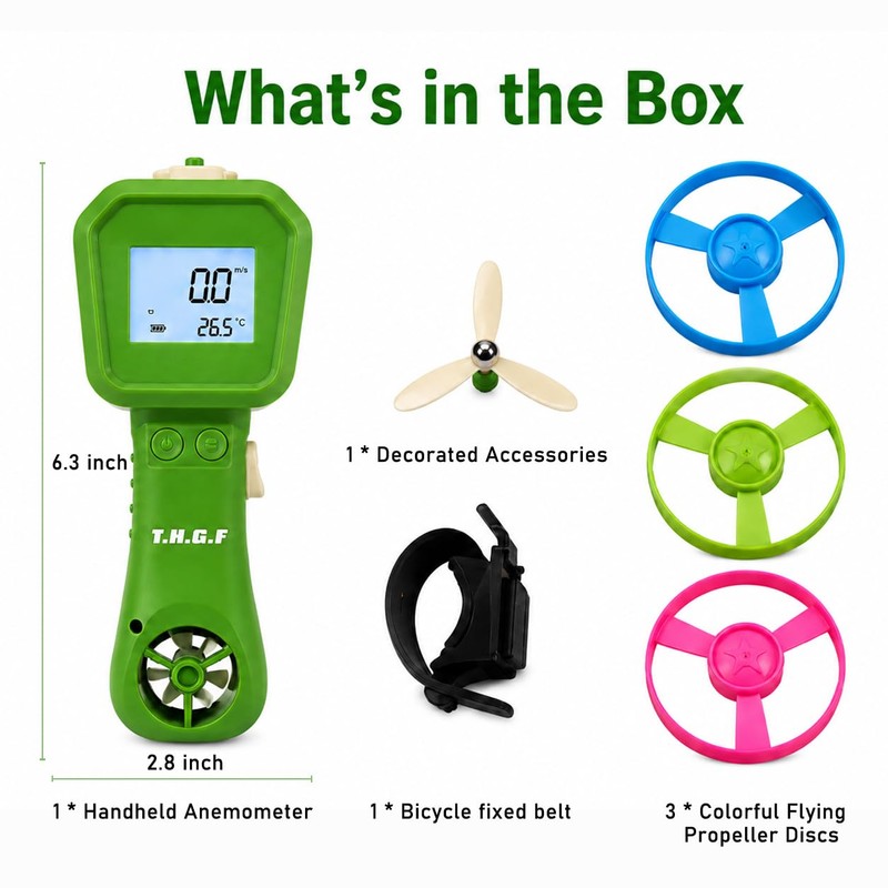 Wind Speed Anemometer, Handheld Digital Wind Speed Meter Toy for