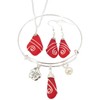 Wire Wrapped Ruby Red sea glass necklace + earrings +