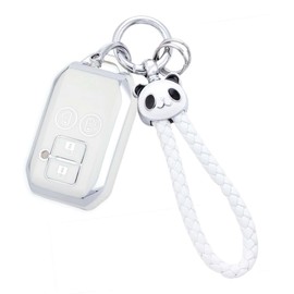 HOYZE Spacia Key Case, Compatible with Suzuki Spacia Custom, Flare Wagon, Key Cover, Solio Smart Key, Cute, Key Holder, Panda, silver white