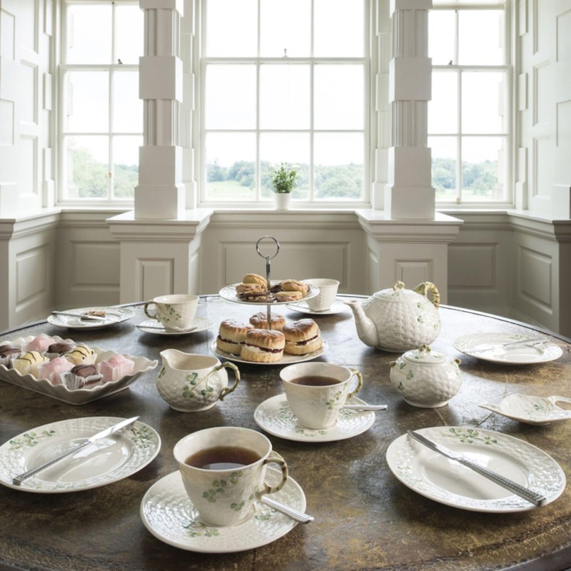 Belleek Classic Shamrock Coffee Creamer Container - Porcelain Milk Jug