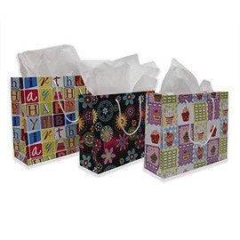 EASYVIEW Gift Storage Organizer or Wrap Ribbons Bows Cards, Everyday Gift Bags, Set of 3