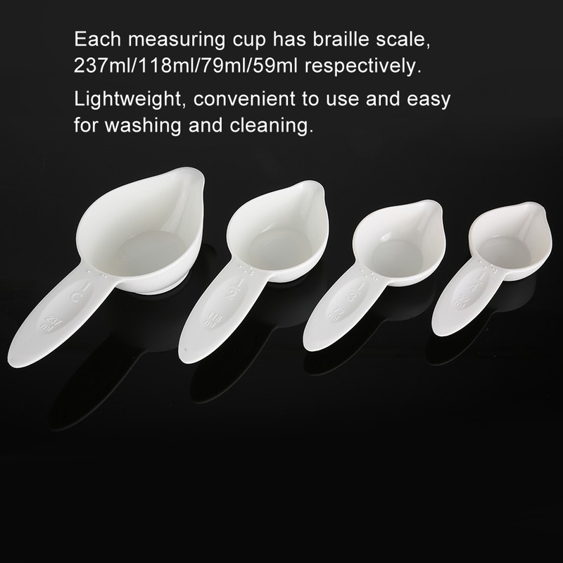 4Pcs/Set Portable Braille Measuring Spoon Cup Kitchen Cooking Baking Tool
