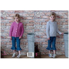 King Cole Childrens Chunky Knitting Pattern Girls Cabled Cardigan & Sweater (4969)
