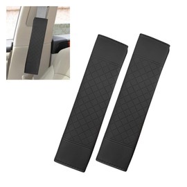 2PCS Car Seat Belt Cover, Soft Seatbelt Cushion for More Comfortable Driving, Leather Shoulder Strap Pad, Safety Breathable Harness Pad Protect Your Neck and Shoulder, Fits Most Cars (Black)