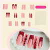 Red Rhinestones Press on Nails Long Square Fake Nails French