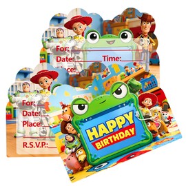 Pojamey 10 Pcs Toy Movie Story Birthday Invitations, Cute Cartoons Party Invitations, Double-Sided Design, Parties For Every Occasion