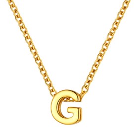 FOCALOOK Women's 18k Gold Plated Letter Chain Necklace Gold Letter G Charms Clavicle Chain Minimalist Initial Pendant Necklace for Women Girls Birthday, Stainless steel, brass, No Gemstone