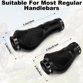 GOUNNU Ergonomic Bicycle Grips, Non-Slip and Shock-Absorbing Bicycle Grips, Double Lock-On Design for 22.2 mm Bicycle, BMX Road Bike, E-Bike (Black (130 mm + 90 mm))