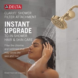 Delta Faucet Clarifi Standard Shower Filter Attachment with Filter, Shower Water Filter, Shower Head Filter, Champagne Bronze 7SF100-CZ