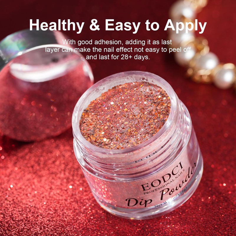 eodci EODCI Glitter Orange Nail Dip Powder, 1 Oz/28g Nail