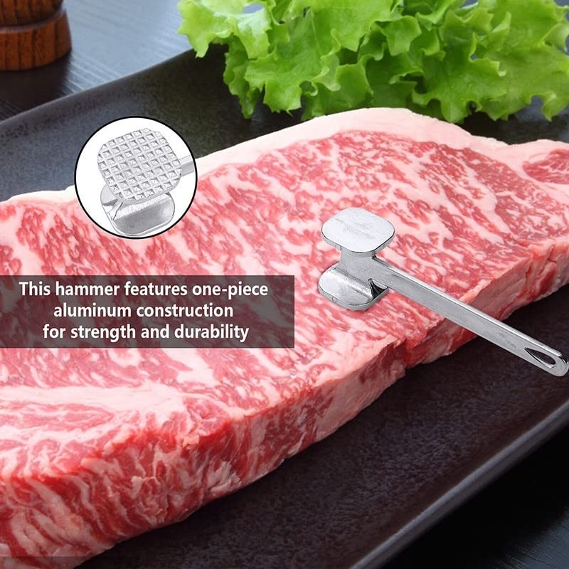 AIMALL Aluminium Meat Tenderizer Hammer, Durable Kitchen Tool for Tenderizing