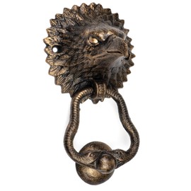 Moritz Antique Door Knocker Eagle Head Solid Cast Iron - Rustic Vintage Style Wall Decor - Decorative Front Door Knocker for Indoor and Outdoor Use, Bronze Look