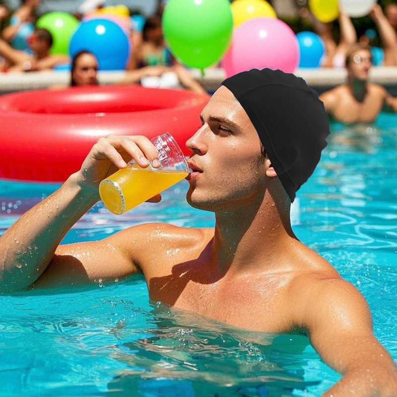 TUONYIS 4 Pieces Swimming Caps, Elastic Swim Caps, Comfortable Fabric