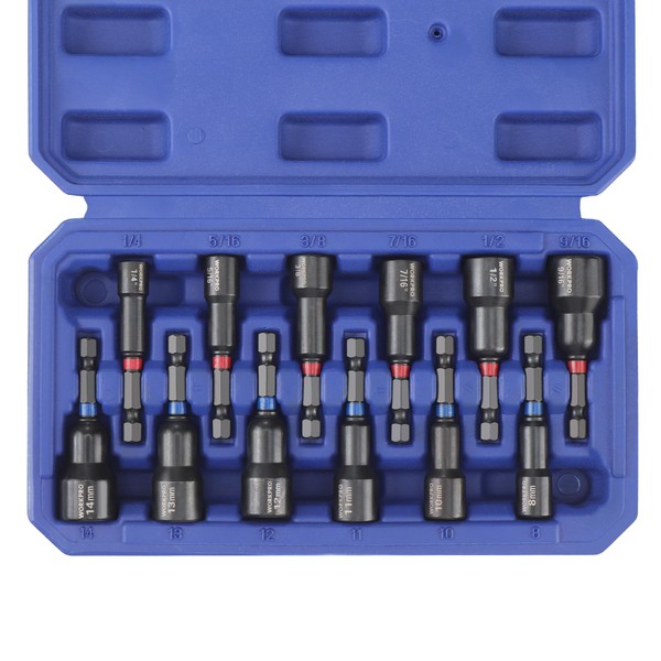 WORKPRO 12PCS 1/4” Magnetic Nut Driver Set, SAE & Metric