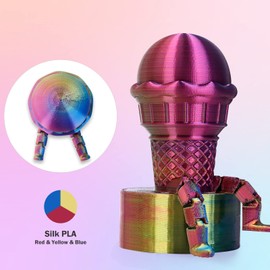 ERYONE Silk Tri-Color Coextrusion PLA Filament,3D Printer 1.75mm,+/-0.03mm, Triple Color Filament 1KG(2.2lbs), Silk Red,Yellow and Blue