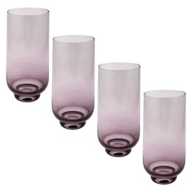 Karma, 16oz Highball Glasses, 4pc Tall Bar Glass Sets, Glassware for Drinks, Water, Mojitos, Juice or Beer, Lexi Highball Set, Blackberry