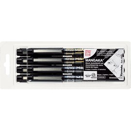 Kuretake Millipen (Line Drawing Pens) ZIG Cartoonist MANGAKA Black Set of 8 Manga Supplies, CNM/8VBK (3 x 3)