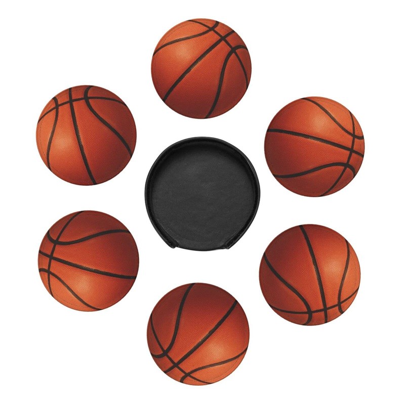 Basketball Coasters for Drinks with Holder Leather Coasters Set of