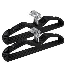 Plastic Hangers 20 Pack Ultra-Thin Space-Saving ABS 360° Swivel Hook Ideal for Closet Organization Fits Coats Shirts Dresses & More (20, Black)