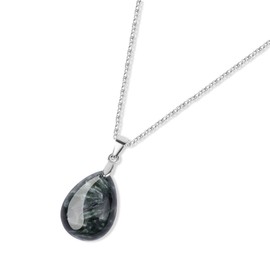 GAVU Teardrop Seraphinite Semi Precious Gemstone Necklace for Women