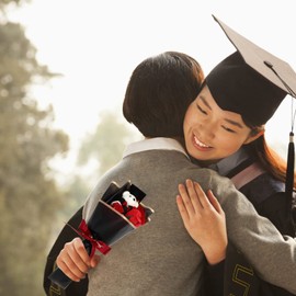 Alipis Graduation Artificial Flower Bouquet Mini Plush Graduation Bear Bouquet, Bear Rose Bouquet Doll Bouquet Graduation Floral Arrangements (Red)